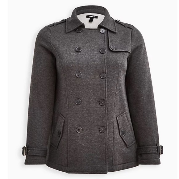 Torrid Gray Fleece Button-Up Peacoat Jacket 2X (18-20) - Picture 2 of 13